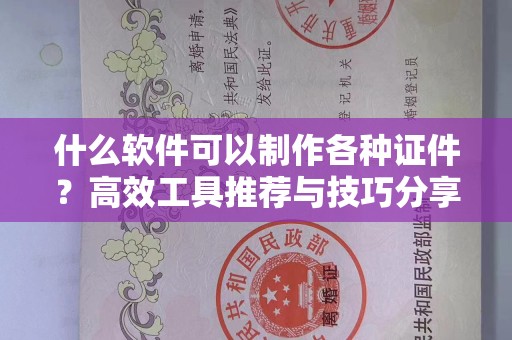 丽水什么软件可以制作各种证件？高效工具推荐与技巧分享